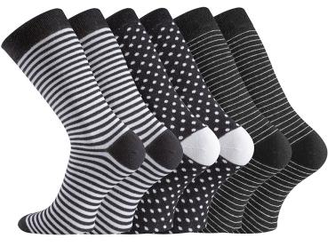 6 Paar TippTexx 24 Damensocken Black & White